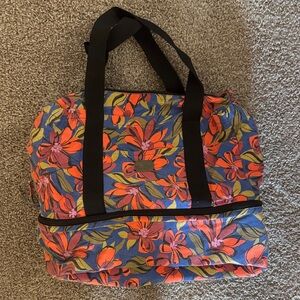 Floral weekender Tote Bag with Black Straps